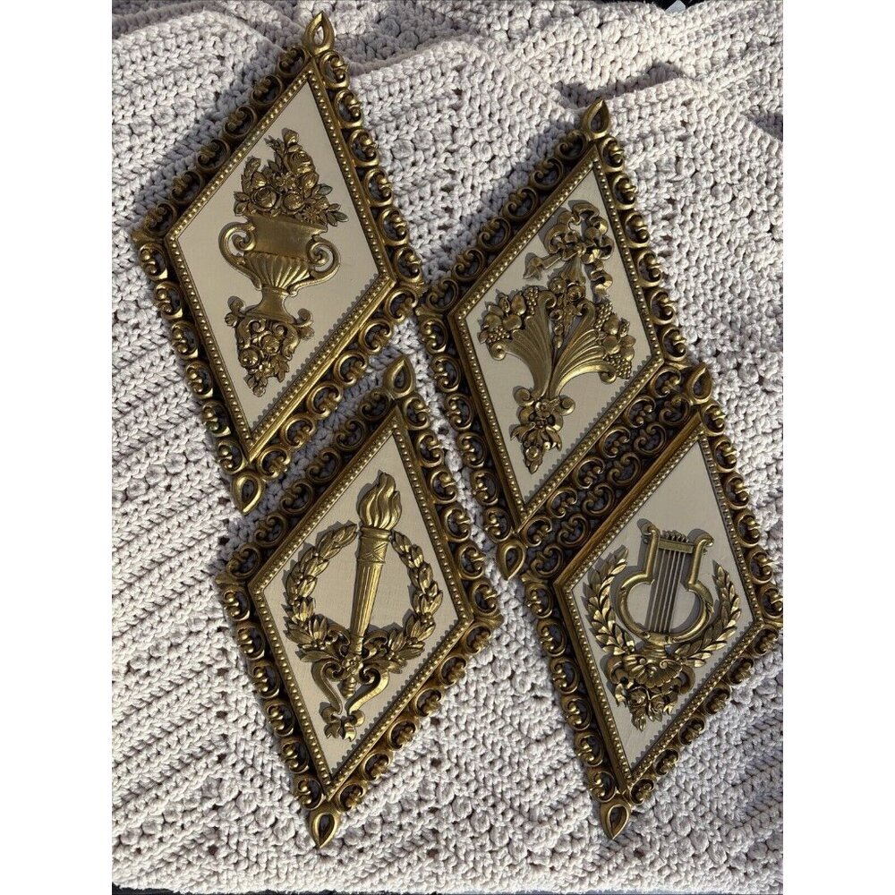 Homco Gold and Cream Wall Plaques Set